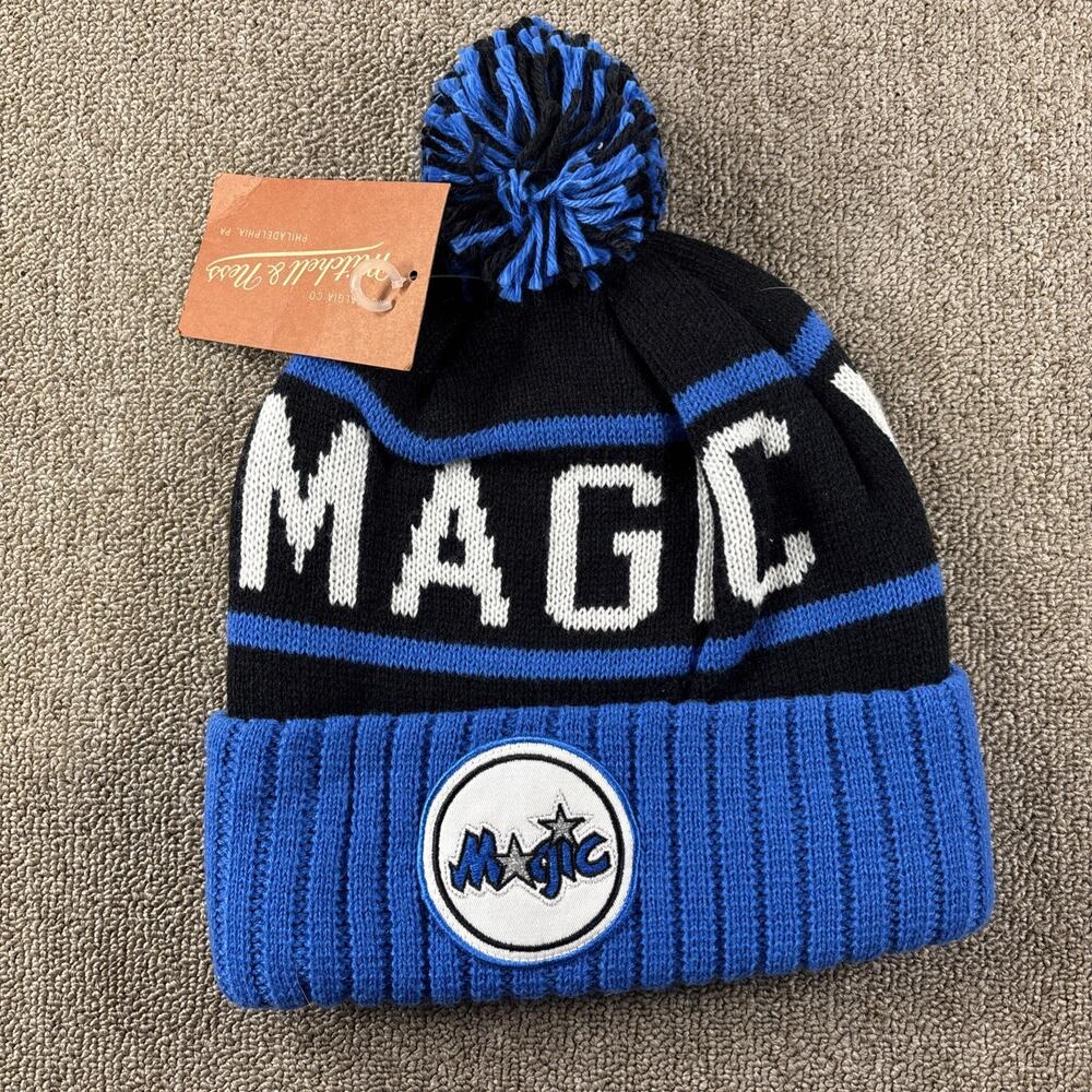 Vintage Mitchell And Ness Orlando Magic Winter Hat NWT Blue Black Knit